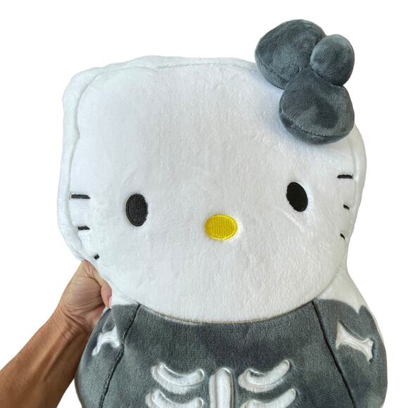 Hello Kitty Skeleton Pillow Halloween Plush White Gray Soft New with Tags - Picture 6 of 16